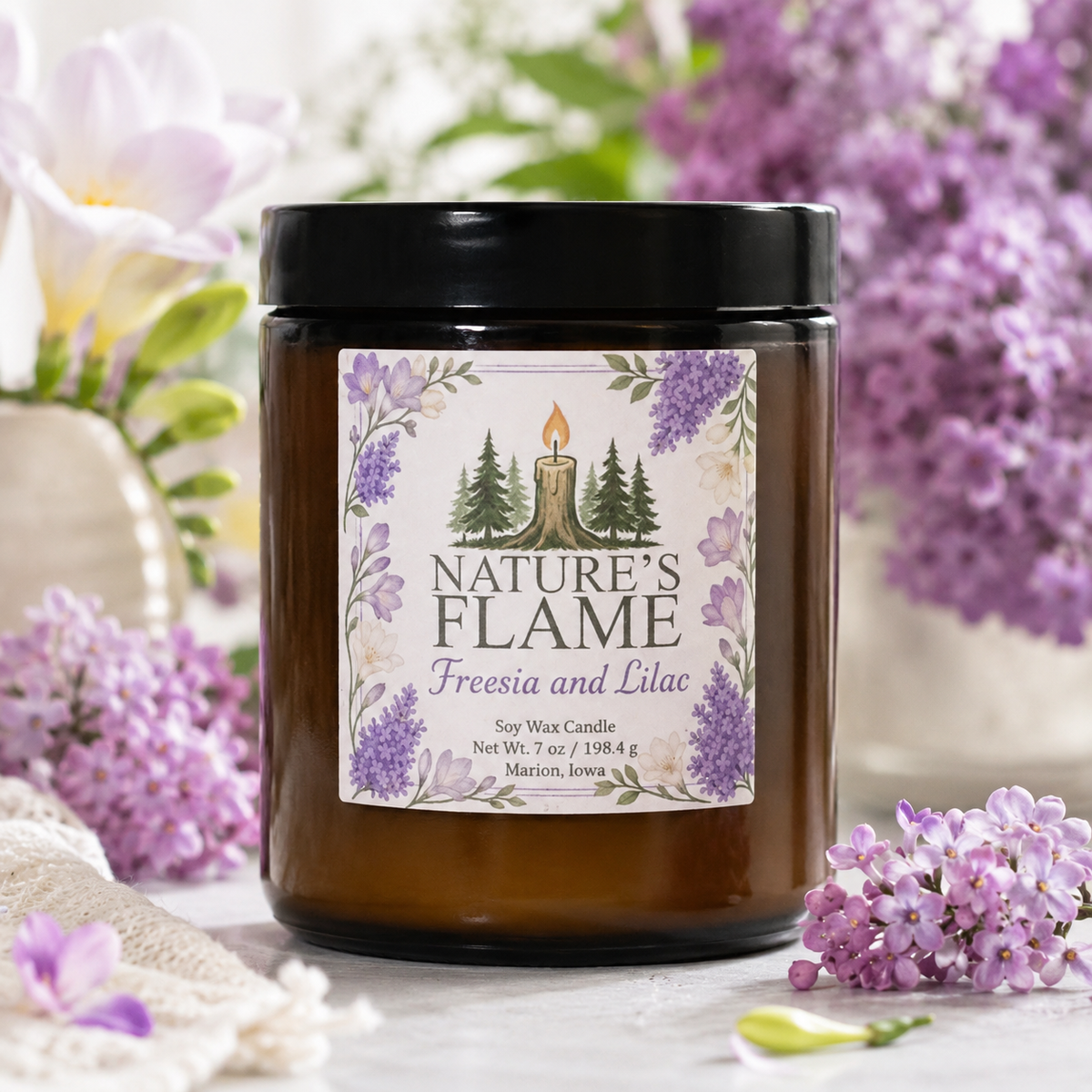 Freesia and Lilac 7 oz. Soy Wax Candle