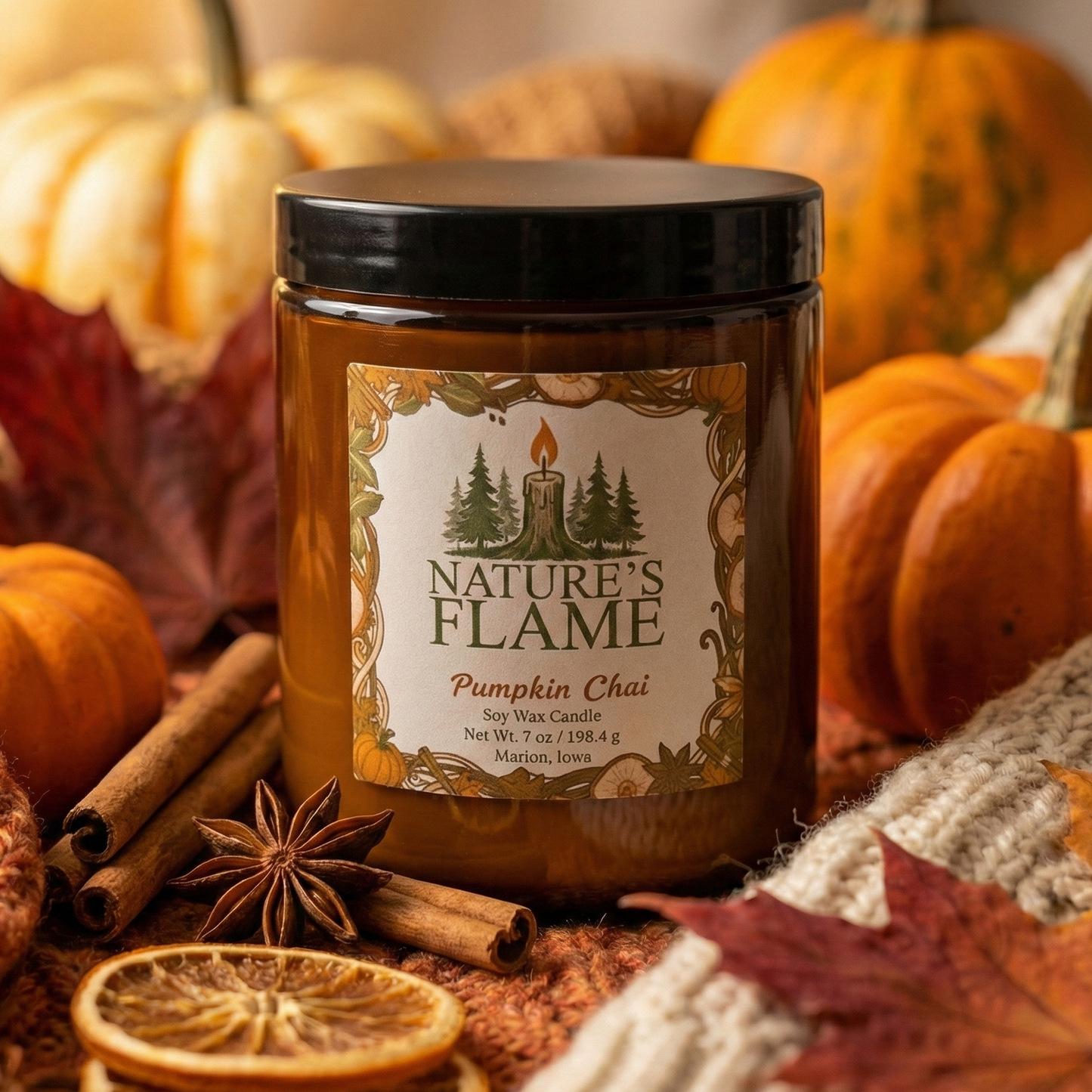 Pumpkin Chai 7 oz. Soy Wax Candle - Nature's Flame