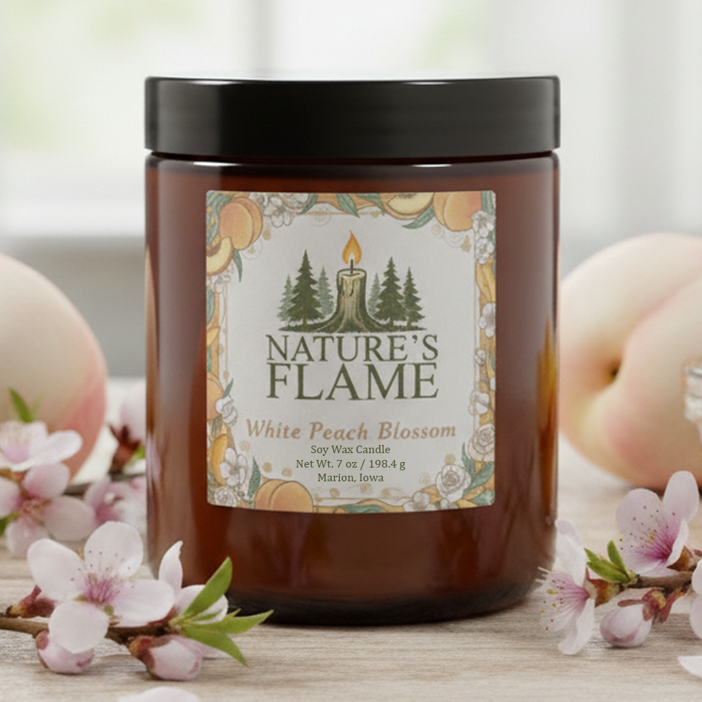 White Peach Blossom 7 oz. Soy Wax Candle